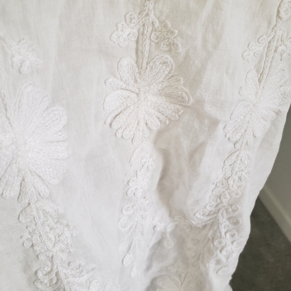 Melissa Odabash Embroidered White Long Sleeve V-Neck Sheath Dress Medium - Picture 2 of 10